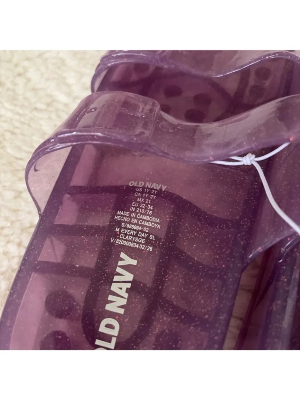 Old Navy Girls NWT Purple Jelly Slides 1Y-2Y